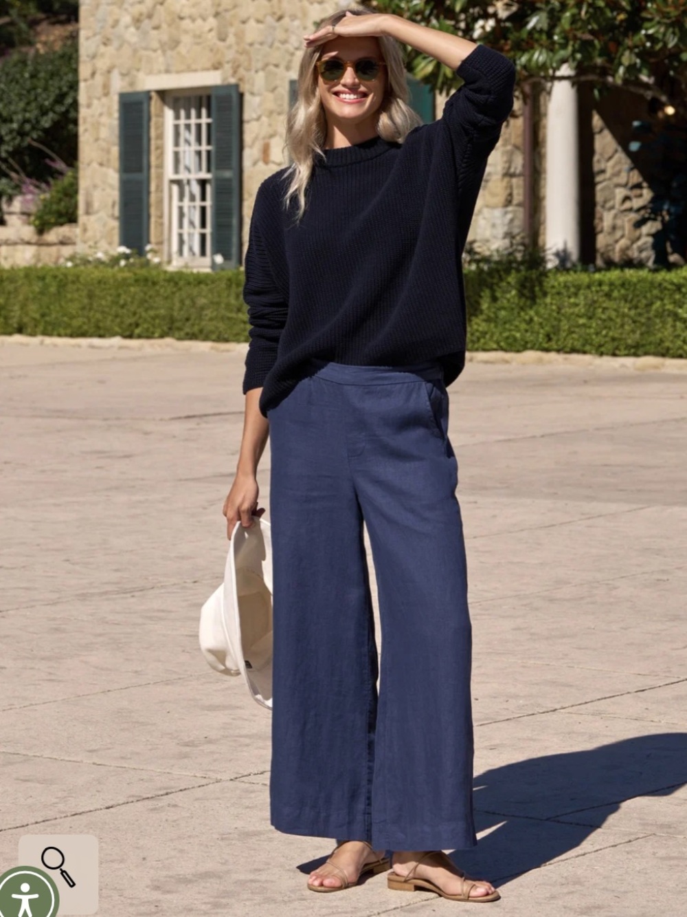 Massimo Dutti light - Navy Blue linen set